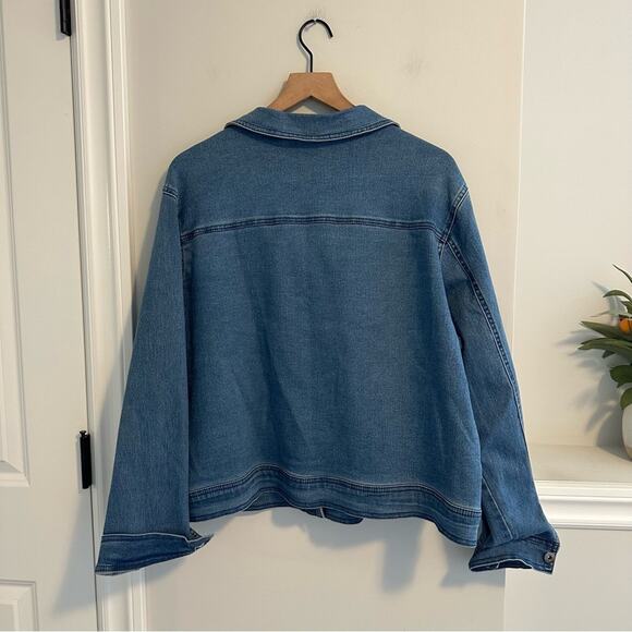 DG2 Diane Gilman Blue Stretch Denim Jean Jacket 2X - Picture 4 of 13